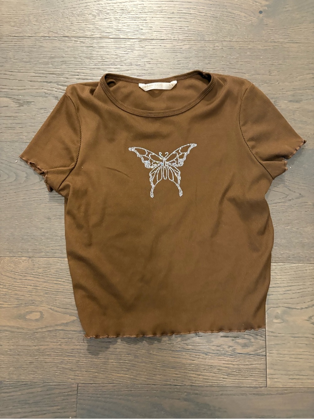 Urban kids girls brown butterfly top sz 14/16